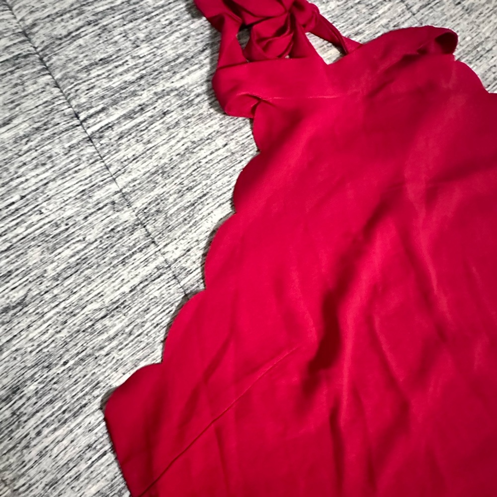 Red halter-tie dress